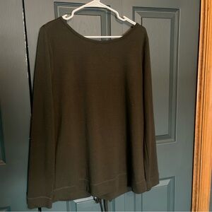 Lace Back Sweatshirt Women’s Top Dark Olive Green Size LARGE nice Condition.